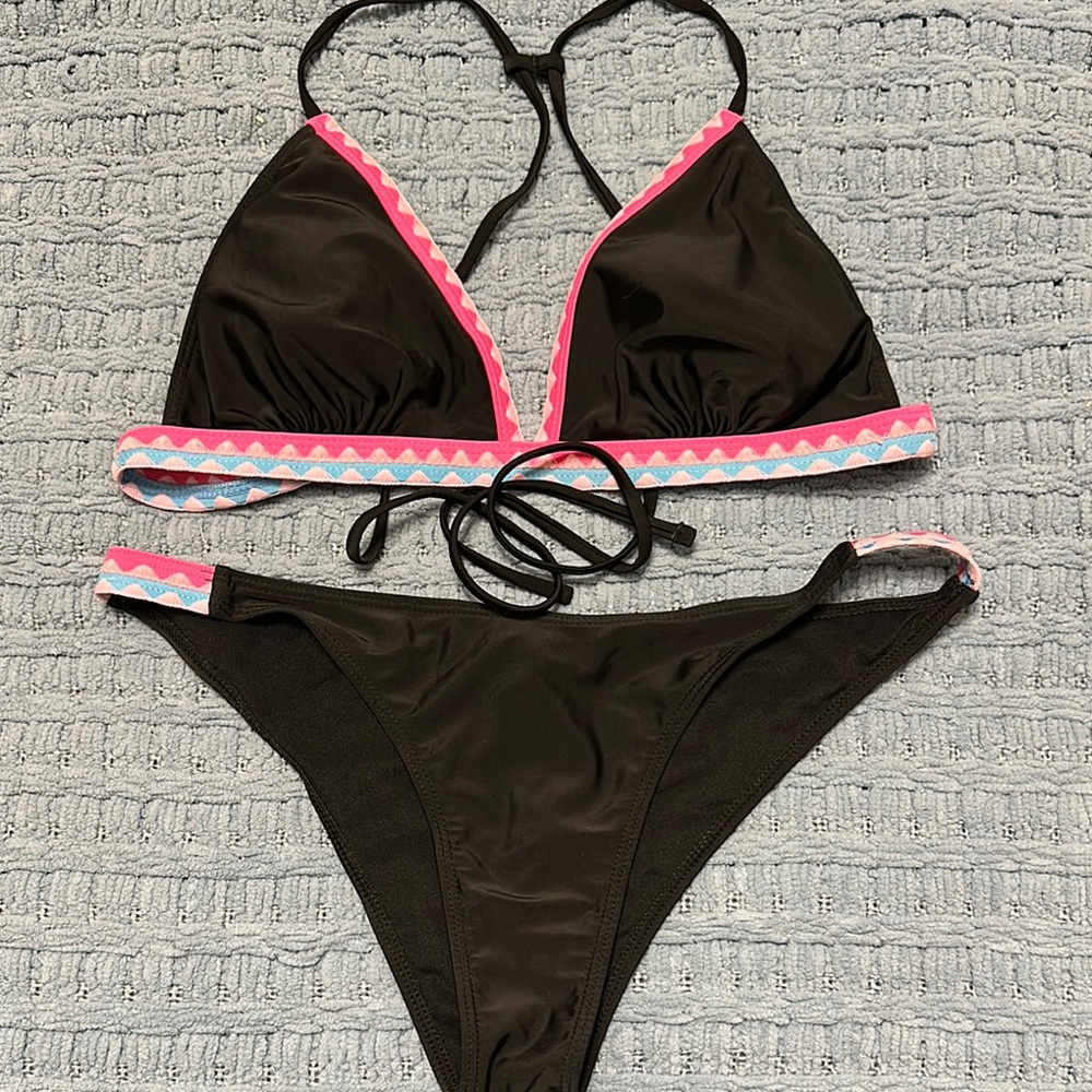 Black and Pink Women's Bikini Set